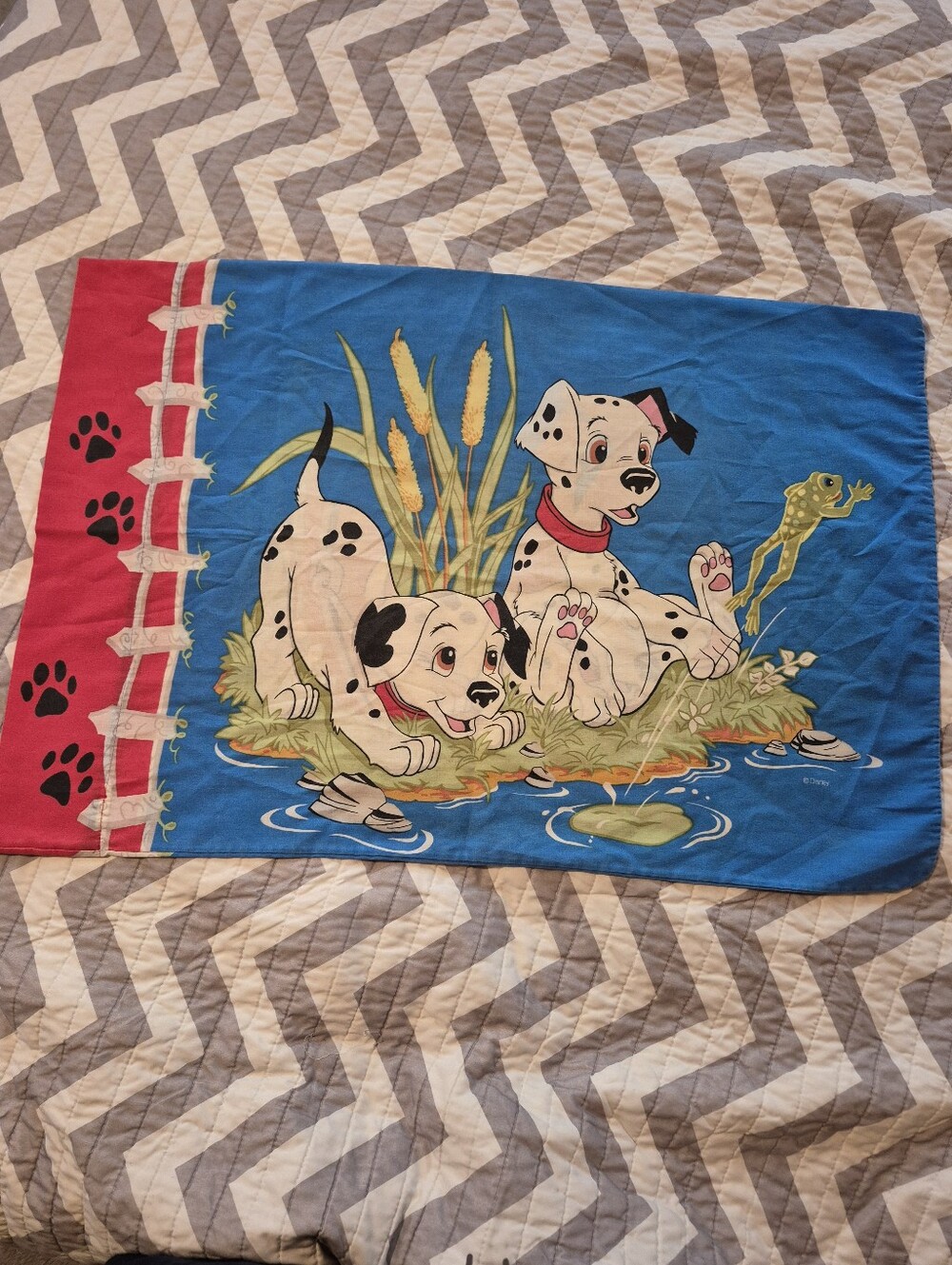 🌿5/25 Vintage Disney 101 Dalmatians Standard Pillowcase Playful Puppies 1pc.